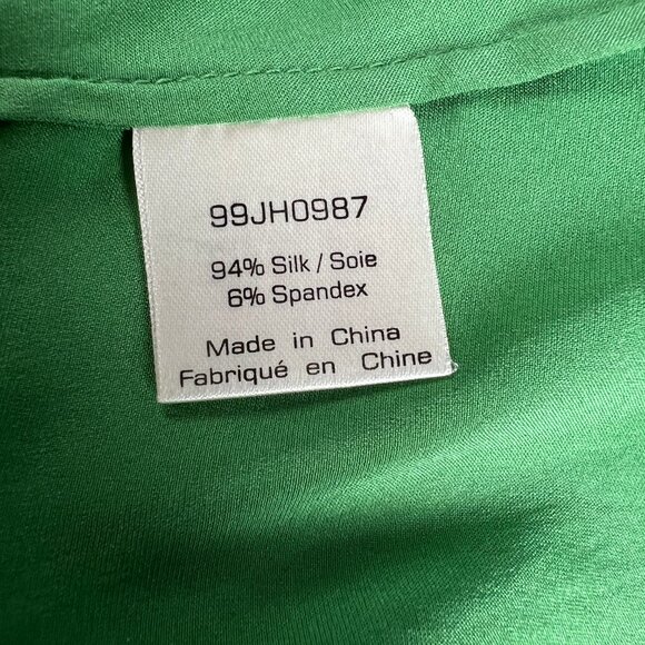 Vintage 100% Silk Rushed Puff Poof Sleeve Button Down Up Shirt Fitted Blouse Top - Picture 6 of 8